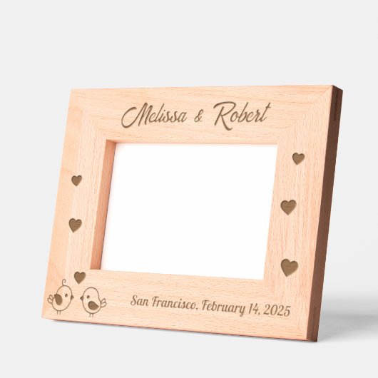 ラブバードハートカップルのバレンタインデー7x5 レーザー彫刻フレーム (左)