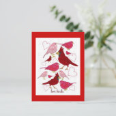 ラブバードハートハッピーバレンタインデーはがき シーズンポストカード (スタンド正面)