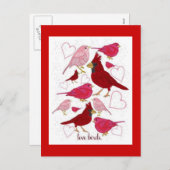 ラブバードハートハッピーバレンタインデーはがき シーズンポストカード (正面/裏面)