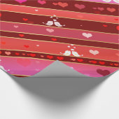 ラブバードハートバレンタインパターンラッピング紙 ラッピングペーパー (角)