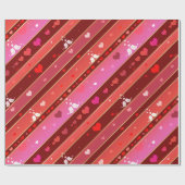 ラブバードハートバレンタインパターンラッピング紙 ラッピングペーパー (フラット)