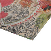 ラブバードハートレッドアートコラージュ カッティングボード (角)