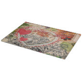 ラブバードハートレッドアートコラージュ カッティングボード (角)