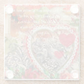 ラブバードハートレッドアートコラージュ ガラスコースター (裏面)