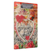 ラブバードハートレッドアートコラージュ クリップボード (右)