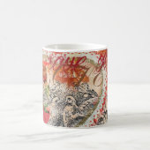 ラブバードハートレッドアートコラージュ コーヒーマグカップ (中央)