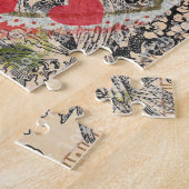 ラブバードハートレッドアートコラージュ ジグソーパズル (側面)