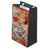 ラブバードハートレッドアートコラージュ スモールペーパーバッグ (裏面アングル)