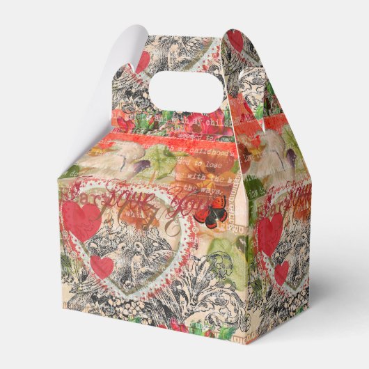 ラブバードハートレッドアートコラージュ フェイバーボックス (正面サイド)