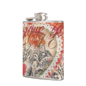 ラブバードハートレッドアートコラージュ フラスク (左)