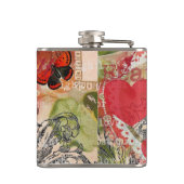 ラブバードハートレッドアートコラージュ フラスク (裏面)