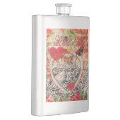 ラブバードハートレッドアートコラージュ フラスク (右)