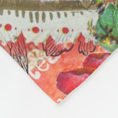 ラブバードハートレッドアートコラージュ フリースブランケット (角)