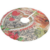 ラブバードハートレッドアートコラージュ ブラッシュドポリエステルツリースカート (アングル)