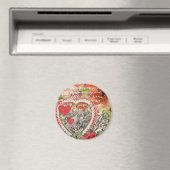 ラブバードハートレッドアートコラージュ マグネット (インサイチュ (食洗機))