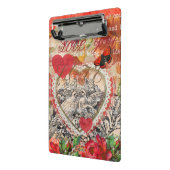 ラブバードハートレッドアートコラージュ ミニクリップボード (アングル2)