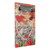 ラブバードハートレッドアートコラージュ ミニクリップボード (アングル)