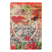 ラブバードハートレッドアートコラージュ ミニクリップボード (裏面)