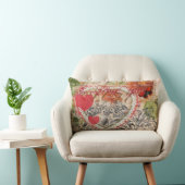 ラブバードハートレッドアートコラージュ ランバークッション (椅子)