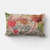 ラブバードハートレッドアートコラージュ ランバークッション (裏面)