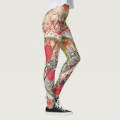ラブバードハートレッドアートコラージュ レギンス (右)