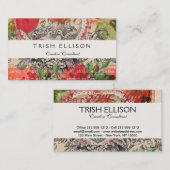 ラブバードハートレッドアートコラージュ 名刺 (正面/裏面)