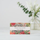 ラブバードハートレッドアートコラージュ 名刺 (スタンド正面)