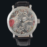 ラブバードハートレッドアートコラージュ 腕時計<br><div class="desc">愛の芸術、愛の鳥、バレンタインのハート、そして私はあなたを愛ビクトリアンしていると言うヴィンテージのアートワーク。ゴージャスなラブバードのアートワーク。</div>