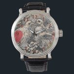 ラブバードハートレッドアートコラージュ 腕時計<br><div class="desc">愛の芸術、愛の鳥、バレンタインのハート、そして私はあなたを愛ビクトリアンしていると言うヴィンテージのアートワーク。ゴージャスなラブバードのアートワーク。</div>