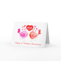 ラブバードハートレッドピンク1周年記念アートカード
