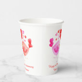ラブバードハートレッドピンク1周年記念アート 紙コップ (右)
