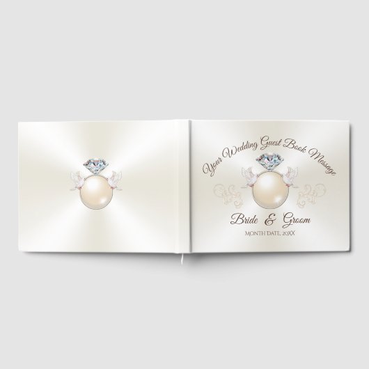 ラブバードパーソナライズされたエレガントなウェディングゲストブック ゲストブック (全面)
