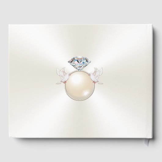 ラブバードパーソナライズされたエレガントなウェディングゲストブック ゲストブック (裏面)