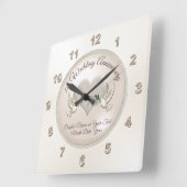 ラブバードパーソナライズされたズ1周年記念クロック スクエア壁時計 (傾斜)