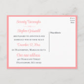 ラブバードピンクラブバードたった今結婚しました結婚ズ 案内ポストカード (裏面)