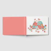 ラブバードピンク&ブルー結婚ズブライダルシャワーバード ゲストブック (全面)