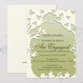 ラブバードフォーエバーオンパステルサンセットオリーブ 招待状 (正面/裏面)