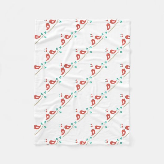 ラブバードフォークアート フリースブランケット (正面)