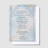 ラブバードフローラアーチピンク結婚ズ ベラム紙招待状 (オフセット)