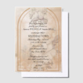 ラブバードフローラ結婚アーチ ベラム紙招待状 (オフセット)