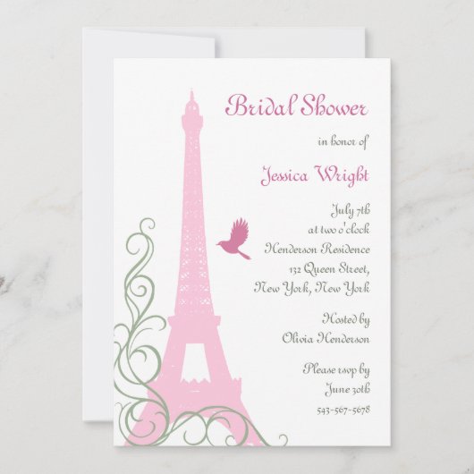 ラブバードブライダルシャワー 招待状 (正面)