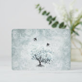 ラブバードブルービクトリアンダマスクハートリーフツリー 出欠カード (スタンド正面)