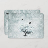 ラブバードブルービクトリアンダマスクハートリーフツリー 出欠カード (正面/裏面)