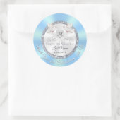 ラブバードブルーホワイトシルバー結婚式の引き出物シール ラウンドシール (バッグ)