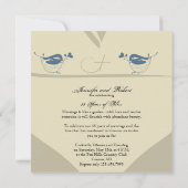 ラブバードベージュ色ハート結婚記念日 招待状 (裏面)