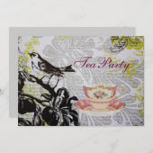 ラブバードボホシックブライダルシャワーティーパーティー 招待状 (正面/裏面)