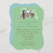 ラブバードミュージカルノートフォレストウッドペッカーバーン 招待状 (正面/裏面)