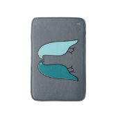 ラブバードモダンのペア – アクア、ティール(緑がかった色)、ダークグレー バスマット (正面縦)