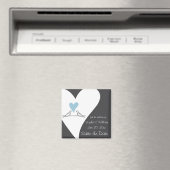 ラブバードライトブルーハート結婚式の日付を保存 マグネット (インサイチュ (食洗機))