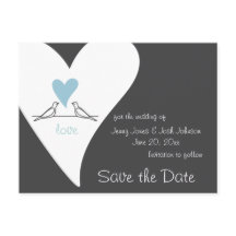 ラブバードライトブルーハート結婚式の日付を保存